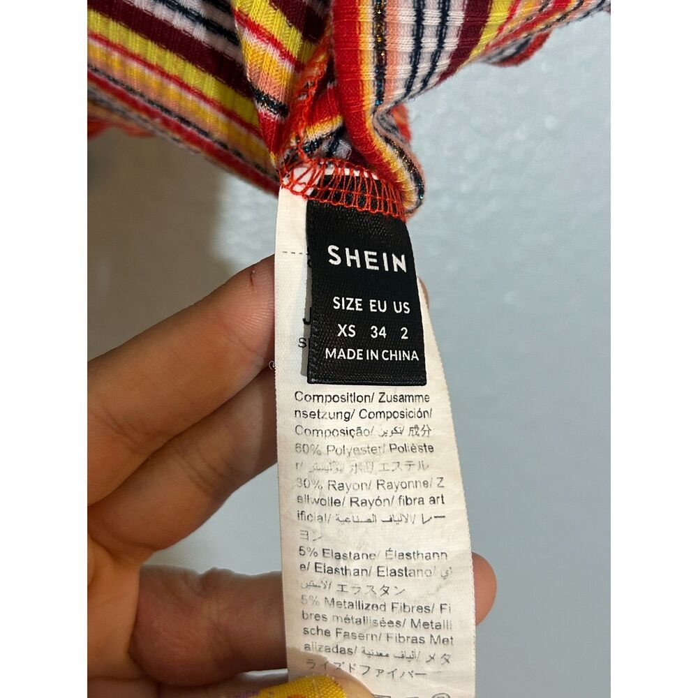 SHEIN MOD Striped Print Lettuce Trim Cami Top